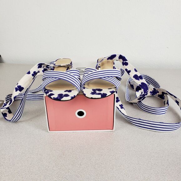 Cabi Womens 6013 Blue White Floral Wrap Tie Comfort Strappy Sandals Size 8 M - Picture 2 of 5